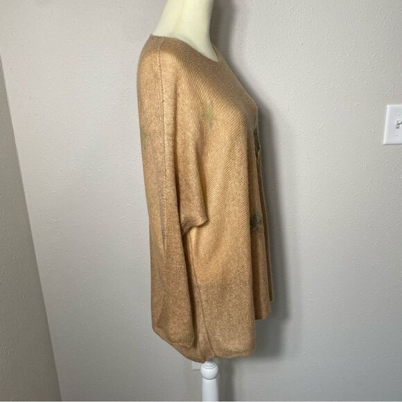 Marisma Made In Italy Wool Blend Knit Sweater Tan W/ Stars Women's One Size - Picture 7 of 13